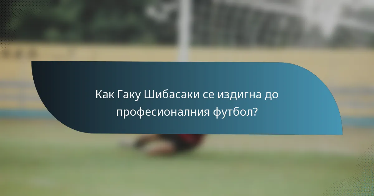 Как Гаку Шибасаки се издигна до професионалния футбол?