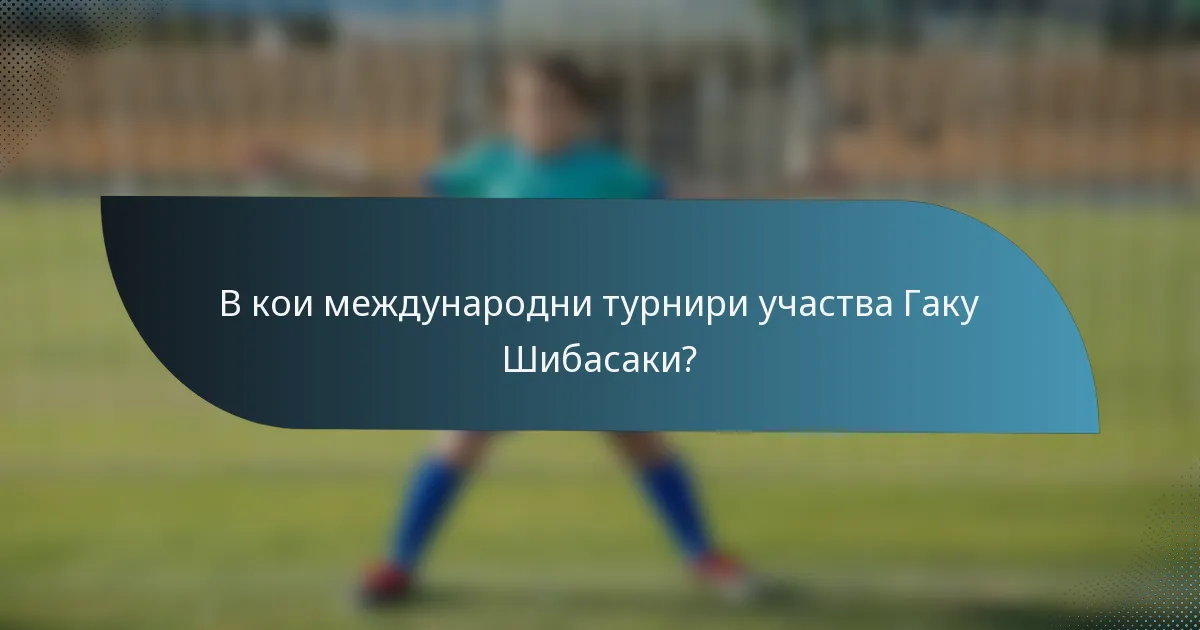 В кои международни турнири участва Гаку Шибасаки?